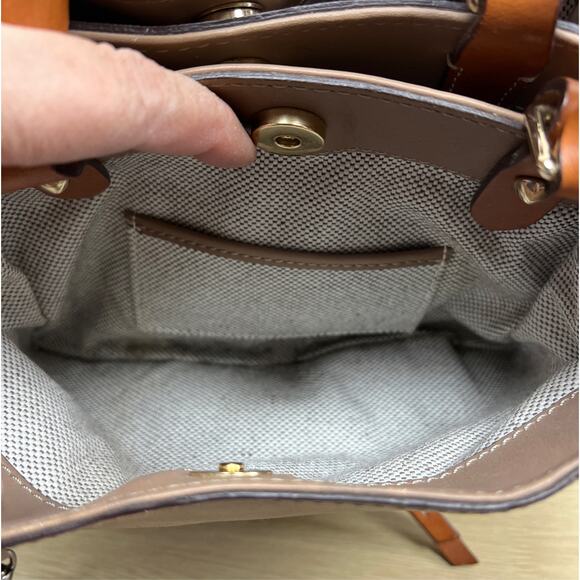 Dooney & Bourke Light Brown City Dawson European Smooth Leather Satchel Bag - Picture 9 of 14